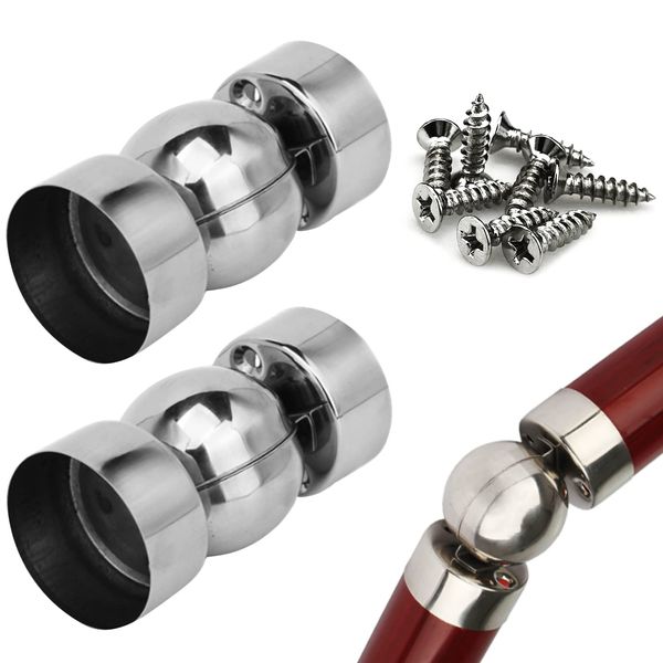 2Pcs 45mm Stainless Steel Handrail Pipe Connectors Ultra-Thin 0.4mm,Stair Universal Handrail Joint Stair Handrail Accessories,Handrail Corner Accessories,with 8Pcs Screws