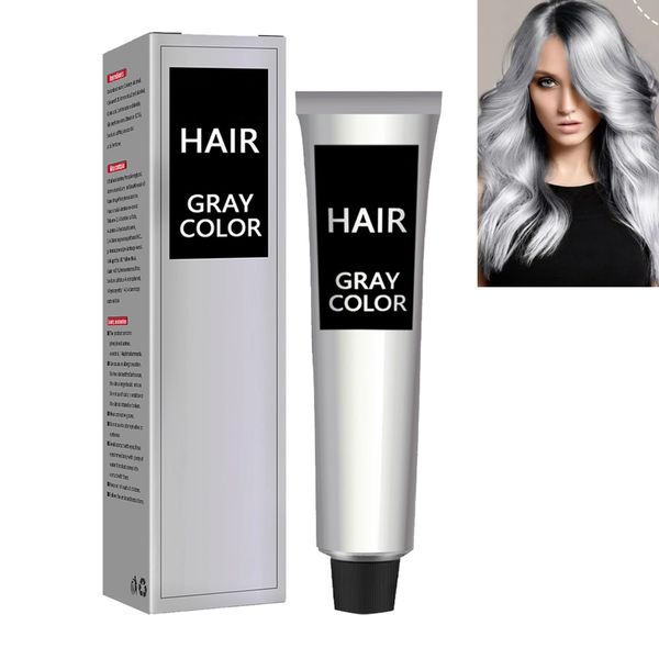 KOAHDE Silber Grau Natürliche Haarfarbe Creme,Graue Haarfärbecreme,Temporäre Haarfarbe Creme,Natürliche Frisur Haarcreme,Haarfärbemittel Creme,Haarcreme Mode Permanente,Graue Haar Creme,Granny Grey