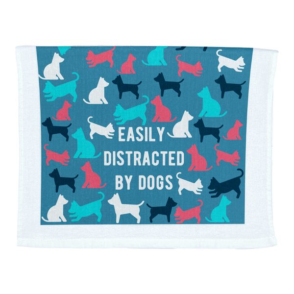 Easily Distracted By Dogs Funny Puppy Pet Lovers Tea Towel