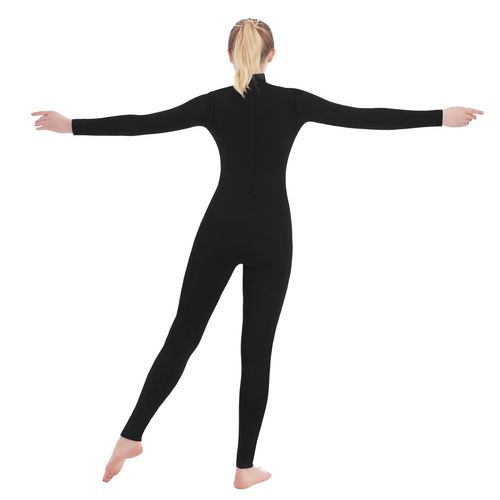 SUPRNOWA Full Body Unitard Turtleneck Spandex Footless Long Sleeve Bodysuit Unisex (Small, Black)