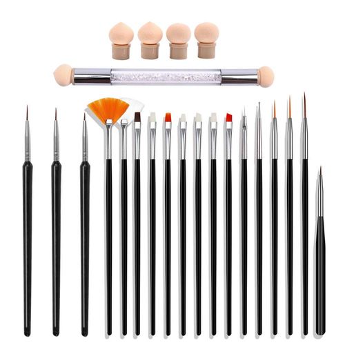 Anyasen 23 Pezzi Nail Art Design Set Nail Art Strumenti Set Nail Art Pennelli set con 18pcs nail art pennelli set 1pcs Spugna di pennellino per unghie 4pcs Testine di ricambio per nail art