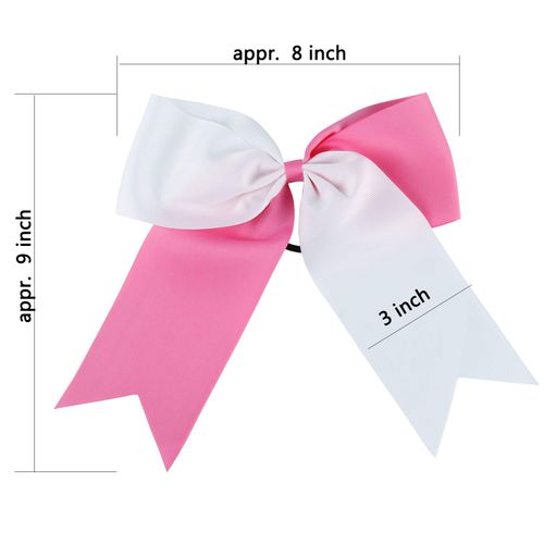 8 Inch 2 Colors Jumbo Cheerleader Bows Ponytail Holder Cheerleading Bows Hair (Light blue/White)