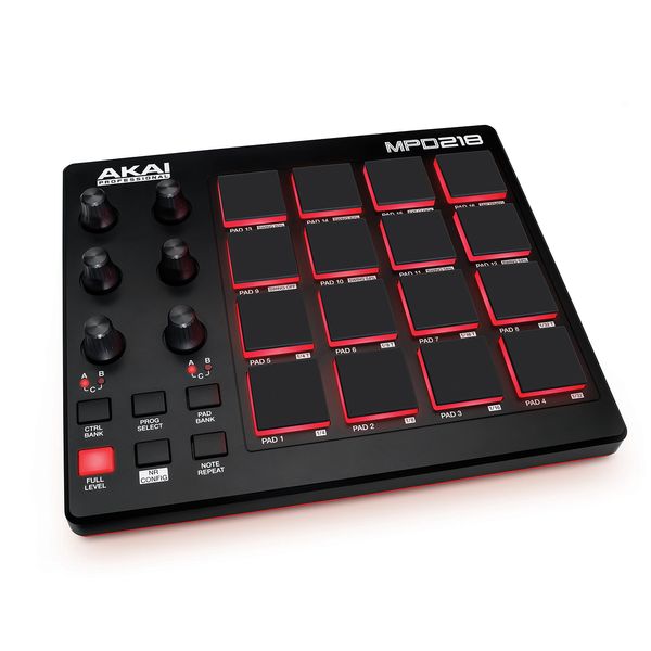 AKAI Professional MPD218 - MIDI Pad Controller, Drum Pad Machine, Beat Maker mit 16 Pads, zuweisbaren Reglern, Produktionssoftware inklusive