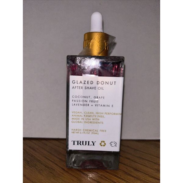 Truly Glazed Donut After Shave Oil - Coconut, Grape, Lavender,  Vit E - 3.1 Oz