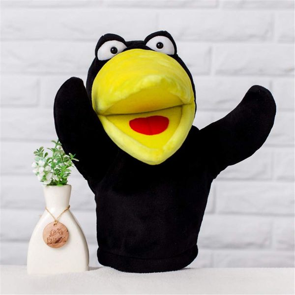 LingTong Hand Puppet Plush Hand Dancing Animal Doll Animal Hand Puppet Emotional Educational Toy Puppet Puppet Props Crow