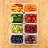 Grizzly plastic food storage containers set, 8x storage containers with lids, rectangular, stackable, break-proof, microwave and dishwasher safe