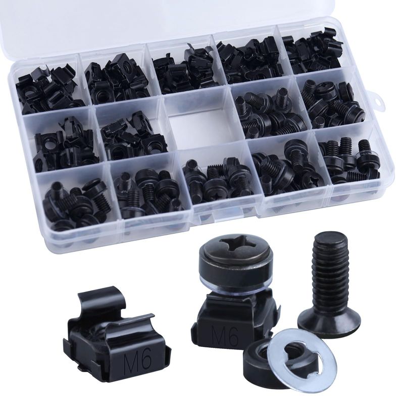 LEONTOOL Rack Mount Cage Nuts M6 x 16mm Cage Nuts and Nylon Washers ...