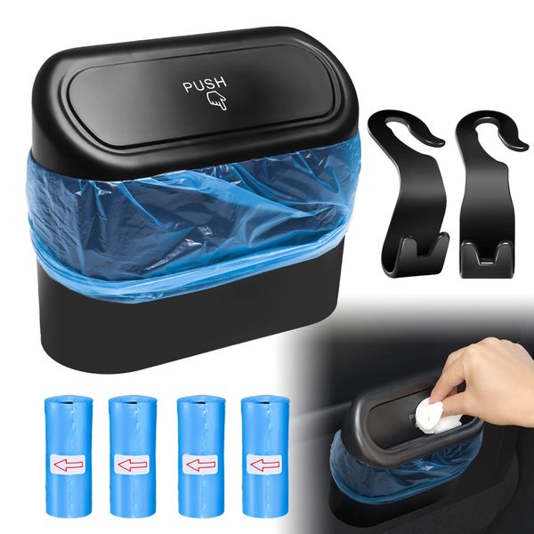 DGHOME Multifunctional Car Bin with 240 Pcs Trash Bags & 2 Hooks, Easy to Hang, Waterproof and Neat, Portable Trash Can for Cars, Homes, Offices