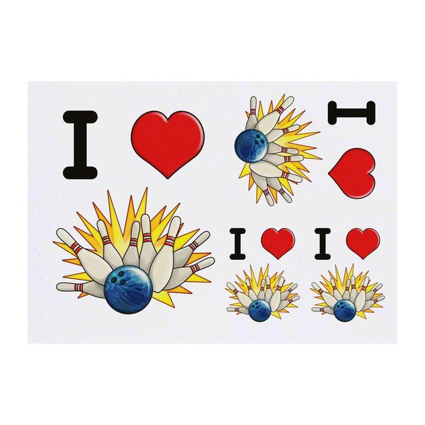 4 x 'I Love Bowling' Temporary Tattoos (TO00047859)