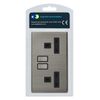 Double Wall Socket Switched Gloss Brushed Chrome 2 Gang Screwless 13a Double Pole N410DME