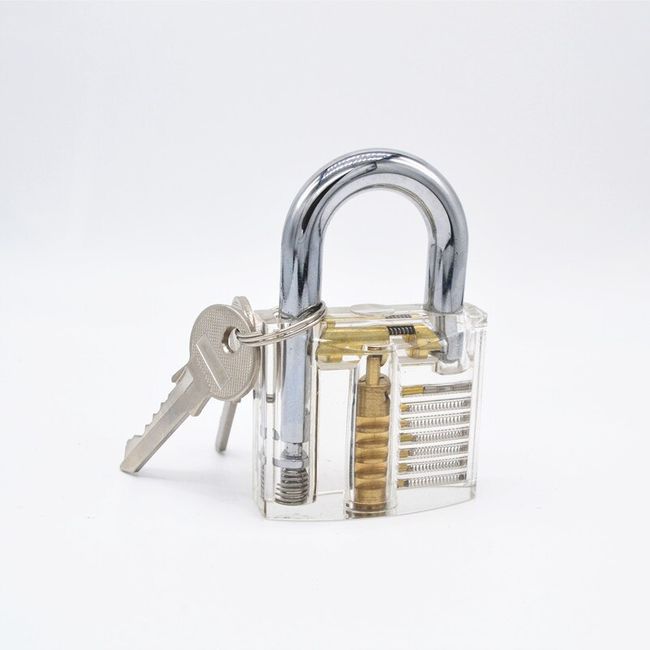 Clear Padlock for lock pick training - medium difficulty