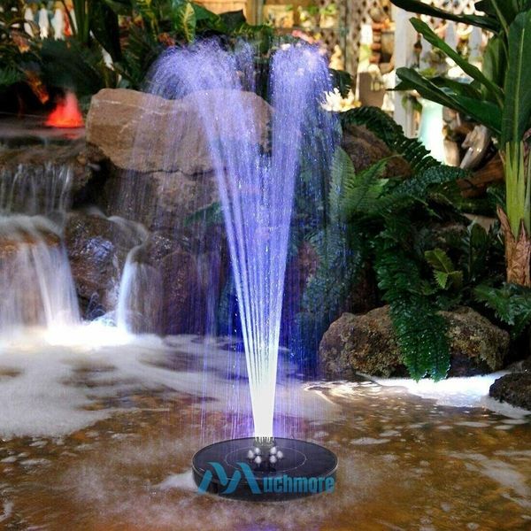 7INCH 8LED Solar Water Fountain Pump 210L/H Bird Bath Floating Garden Pond Pool