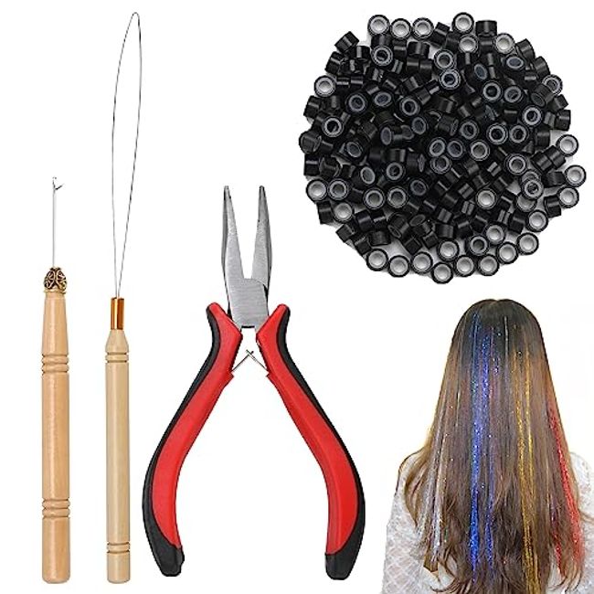 2 in 1 Hair Extension Tools, Includes Loop Needle Threader