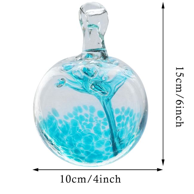 Kesywale 6 x 4 Inch Decorative Glass Gazing Golbe Spheres Indoor Outdoor Hanging Gazing Balls for Home Garden Festive Holiday Décor (Teal)