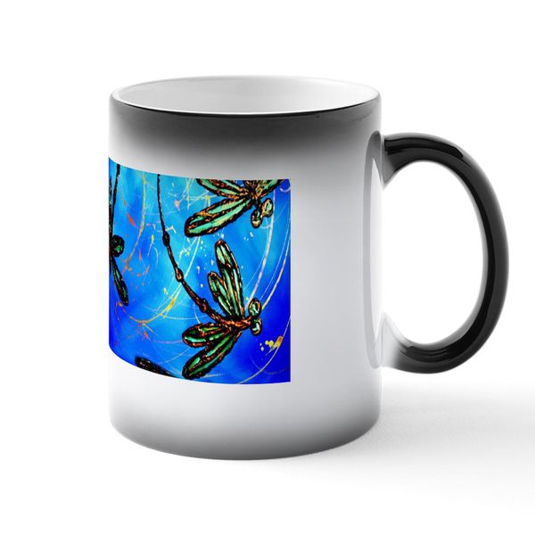 CafePress Dragonfly Flit Electric Blue Ceramic Magic Mug Coffee, Tea Cup 11 oz