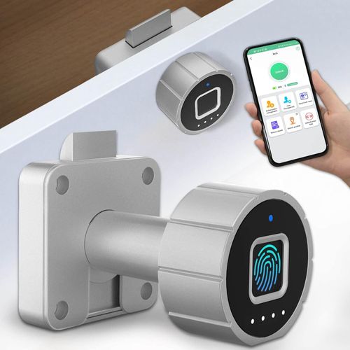 Fingerprint Cabinet Lock 32mm eLinkSmart Child Safety Baby Proofing Biometric Keyless Bluetooth Electronic Smart Drawer Lock for Furniture Liquor Locker Pantry Cupboard - 1.26"