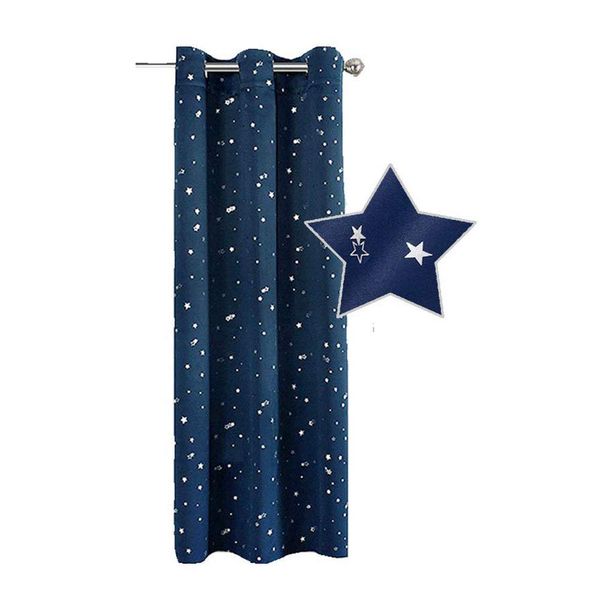 Blackout Curtains with Eyelets, 2 Pieces, Blocks 99.99% of Light, Room Divider, Privacy Blinds, Thermal Insulation, UV Protection, Star Pattern, Width 39.4 Inches (100 cm), Length 70.1 Inches (178 cm)