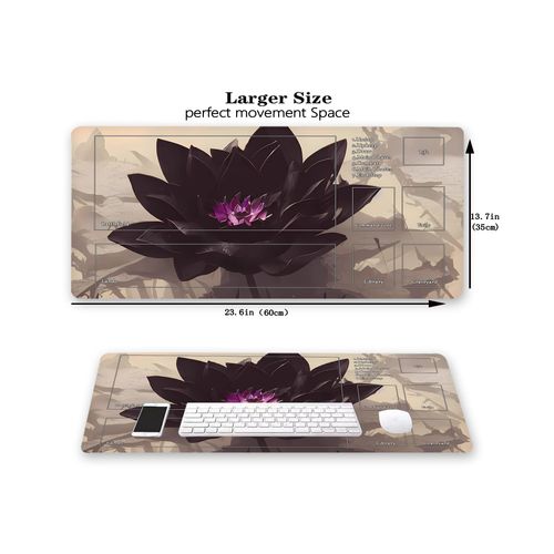 AI Painting TCG Playmat - MTG Trading Card Game Mat with Zones, 24x14 Inches Collectible Card Games Playmats, Smooth Surface for Rubber Collection - Fantasy Black Lotus Cool Design 12