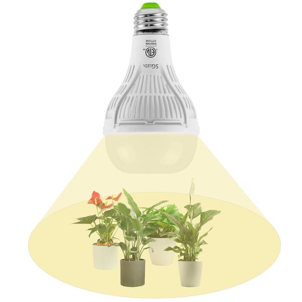 SGLEDs Grow Light Bulb 15W (200 Watts Equivalent) Plant Light Bulbs E26 Base, Energy Saving Grow Lights for Indoor Plants, Seed Starting