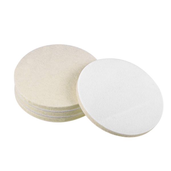 uxcell Wool Polishing Wheel Plastic White Round Wool Fabric Fleece Compression Buffing Pad Furniture Steel Metal Glass Paint 125mm Size 4pcs