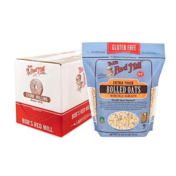 Bob's Red Mill Gluten Free Extra Thick Rolled Oats, 32 Oz (4 Pack)