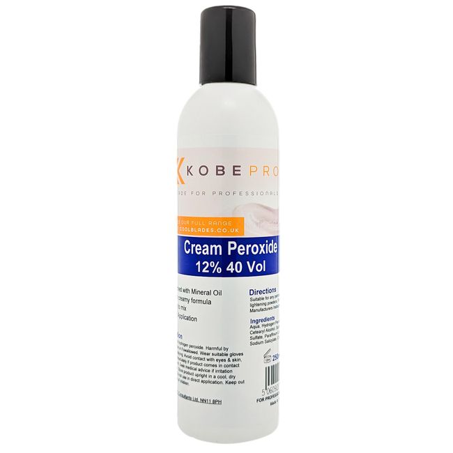 Kobe Cream Peroxide - Works with All Brands of Hair Bleach, Hair Colour/Tint & Lightening Powder - Choice of Strength & Pack Size - 250ml - 12% (40 vol)