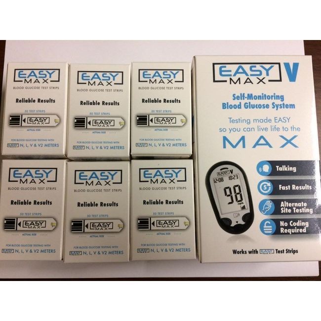 EASYMax Blood Glucose 300 Test Strips Plus Fee Meter Exp: 8/30/2024