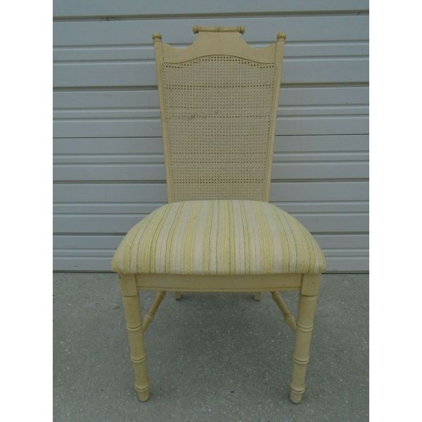 1 Dining Chair Faux Bamboo Hollywood Regency Wicker Palm Beach CANE Desk Boho