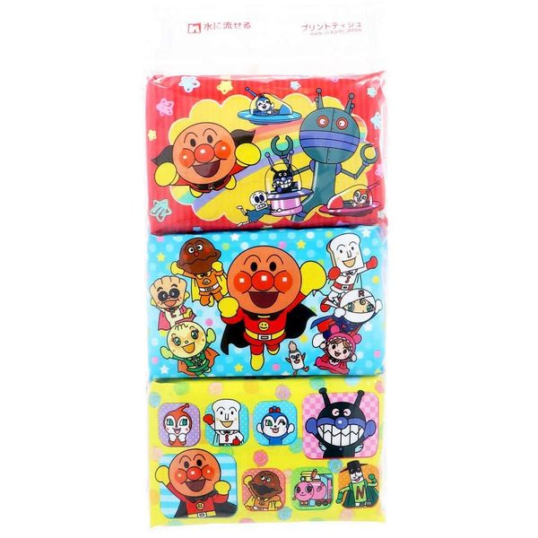 Anpanman Flushable Pocket Tissue 16 Sheets (8 Pairs) x 6 Packs