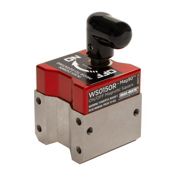 MAG-Mate WS0150R On/Off Magnetic Square, Powerful Magnets and Welding Accessories, 150 lbs. Holding Capacity, 2.75" H X 1.5" W X 1.5" L, Red/Silver