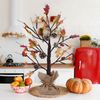 2 Pack 24" Artificial Fall Oak Maple Pumpkin Tree LED for Thanksgiving Decor