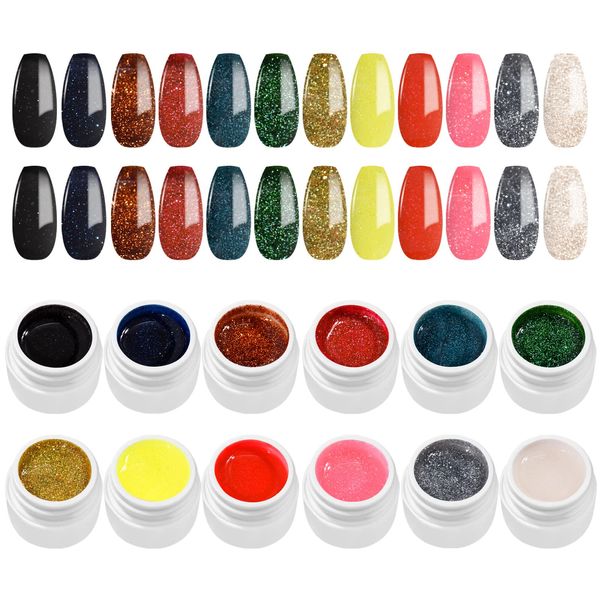 Bestauty Smalto gel 12 colori,Kit Smalto Semipermanente Glitter,Uv Led Smalti Semipermanenti Per Unghie, Nail Polish Kit per principianti, professionisti, salone fai da te