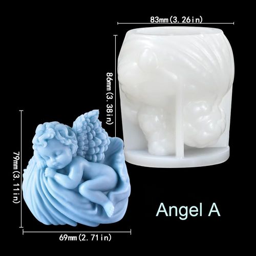 Angel Silicone Candle Molds for Candle Making,Angel Resin Casting Silicone Mold for DIY Soap,Gypsum,Home Decor,Wedding Birthday Newborn Gift (A)