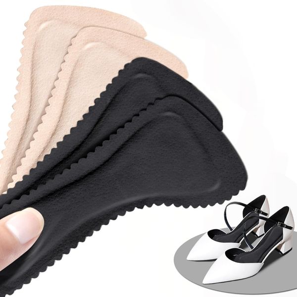 Insoles High Heels, Women's, 2 Pairs of Sandals, Anti-Slip, Insoles, Replacement, Absorbent, Drying, Breathable, Non-Slip, Comfortable, Anti-Slip, Shock Absorption, Prevents Scrubbing (Beige+Black,