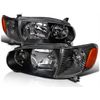 For 2001-2002 Toyota Corolla JDM Headlight Headlamp Black+Corner 4 Pc Left+Right