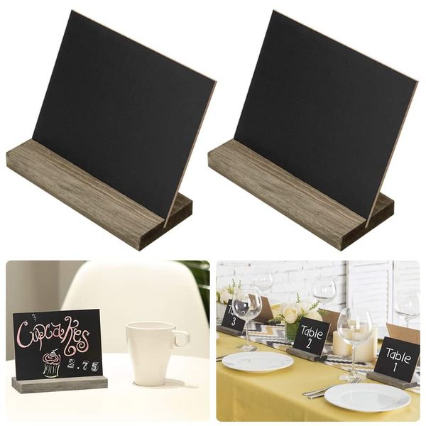 LANJING Menu Board, Message Board, Menu Stand, Tab Board, Price Tag, Table Figurine, Mini Blackboard, Store Sign, Small Chalkboard for Tables, Wooden (Design: Desktop Small Chalkboard Label Board,