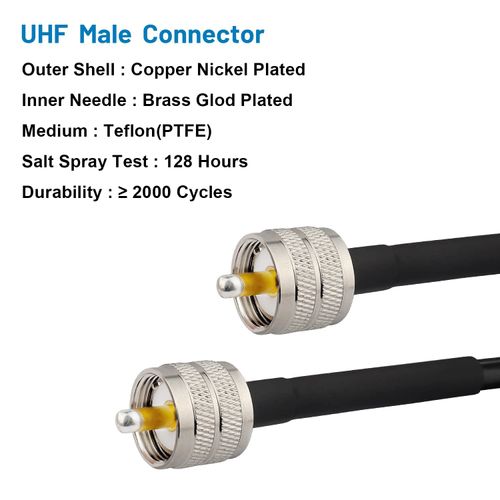 MOOKEERF RG8x Jumper Cable 2ft,2 Pack PL259 Jumper Cable,CB Coax Cable 50 Ohm,UHF PL259 Male to Male Low Loss CB Antenna Cable for CB Radio,HAM Radio,VHF Radio,SWR Meter,Antenna Analyzer
