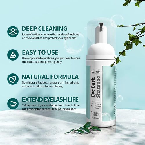 Eyelash Extension Shampoo & Brush Lash Eyelid Foam Cleanser Paraben & Sulfate Free 100% Safe for Natural Lashes Non-Irritating Perfect for Salon and Home Use 2 fl.oz