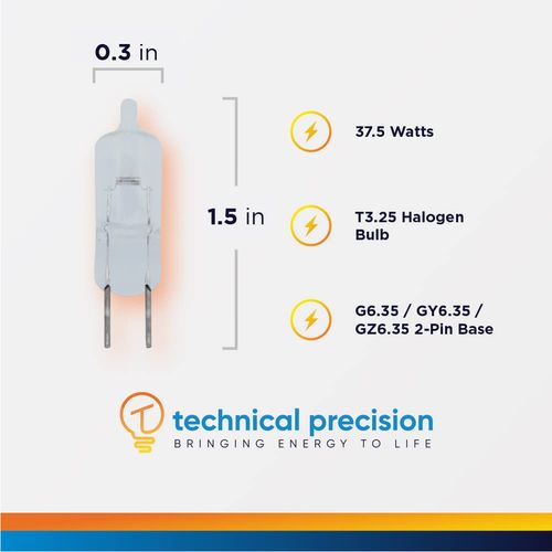 Replacement for Weldon 9018-0034-00 Light Bulb by Technical Precision - 37.5 Watt Halogen Bulb JC Type with G6.35/GY6.35/GZ6.35 2 Bi Pin Base - 1 Pack