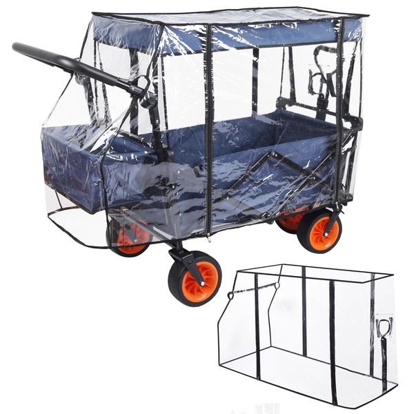 Rain Cover for Wagon, Wagon Rain Wind Cover Waterproof Push-Pull Wagon Rain Cover Canopy Folding Wagon Stroller Trolley Cart Accessories UV Resistant Lounge Wagon Cover for Garden Camping Picnic