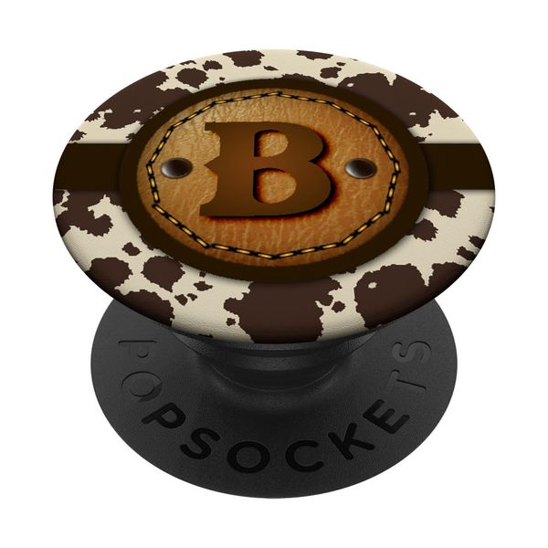 Brown Cow Western Print Monogram - Initial Letter B PopSockets Standard PopGrip
