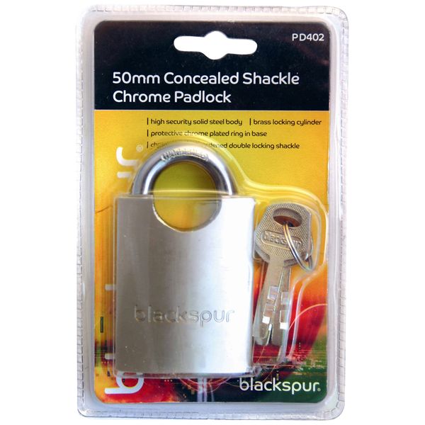 Blackspur BB-PD402 50mm CONCEALED SHACKLE CHROME PADLOCK