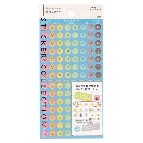 Midori Notebook Sticker Feelings 82388006 Face Pattern