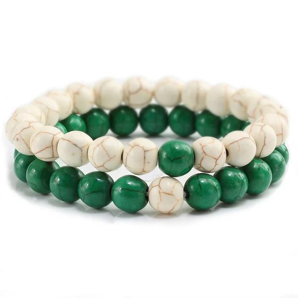 Hemasa set of 2Pcs 8mm Beads Bracelets for Women Color 4