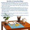2-Sided Desk Map with Durable Lamination (2 Children's Desk Maps: US Map/US Centered World Map)