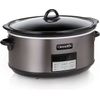 Large 8-Quart Programmable Slow Cooker with Auto Warm Setting, Black Stainles...