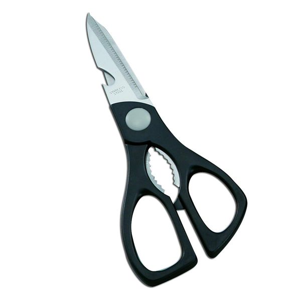 Fuji Cutlery FK-411 Kitchen Shears, Made in Japan, Stainless Steel Knife, Serrated Blade, Non-Slip, Bottle Opener, Bottle Opener, Art Cook