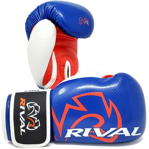 RIVAL Boxing RB7 Fitness Plus Bag Gloves, Ergo Strap System and High-Density Layered Padding for Heavy Bag and Mitt Work, Blue/White/Red, XS