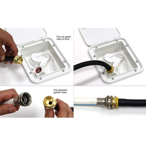 Vibrant Yard Co. LLC Winterize RV, Motorhome, Boat, Camper, and Travel Trailer: Air Compressor Quick-Connect Plug to Male Garden Hose Faucet Blow Out Adapter with Valve (Lead-Free Brass), 10.5" Long