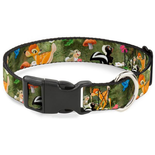 Buckle-Down Bambi & Friends Scene Plastic Clip Collar, Narrow Medium/7-13"